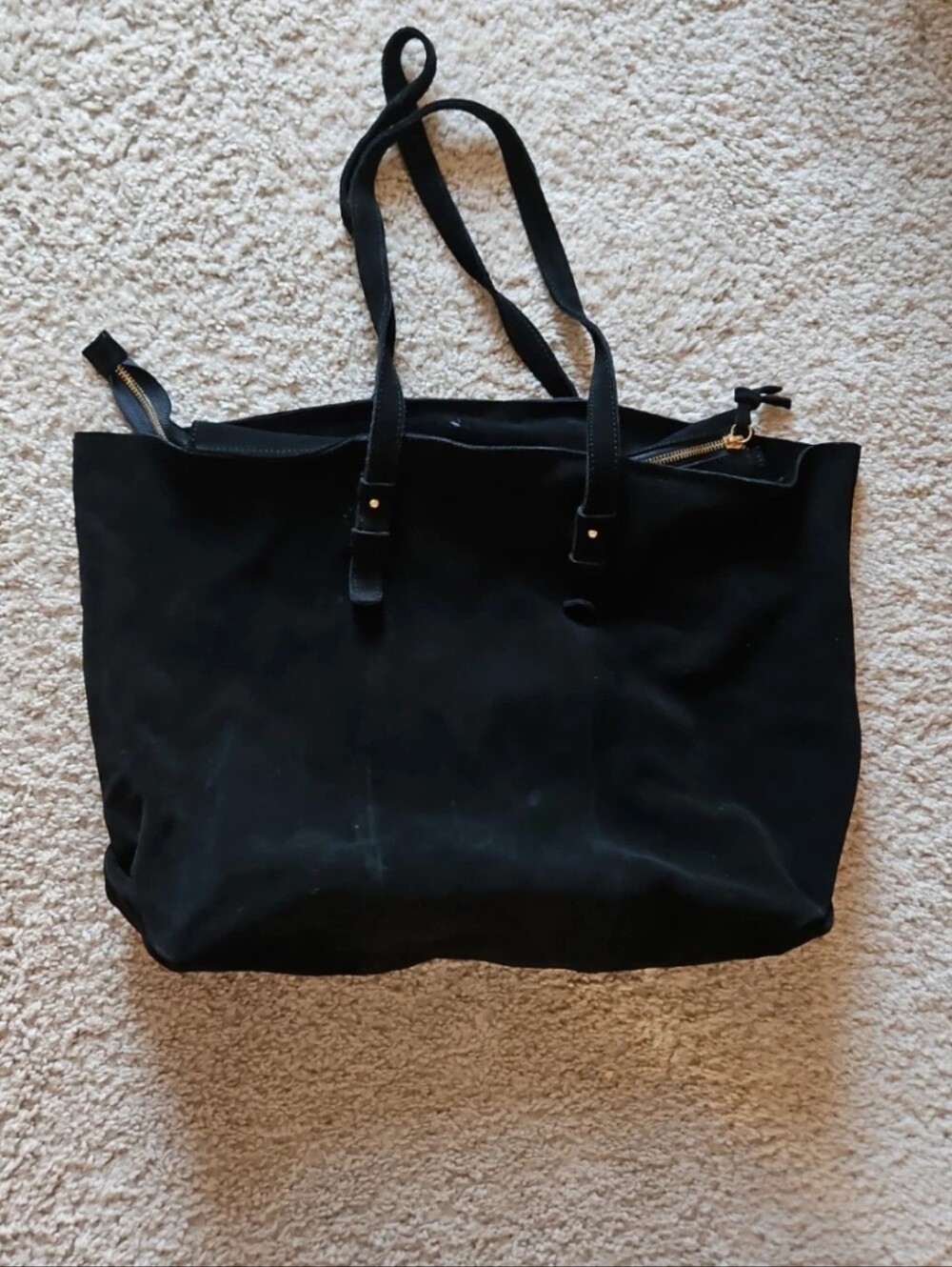 Black Suede Oversized Tote Bag Mango